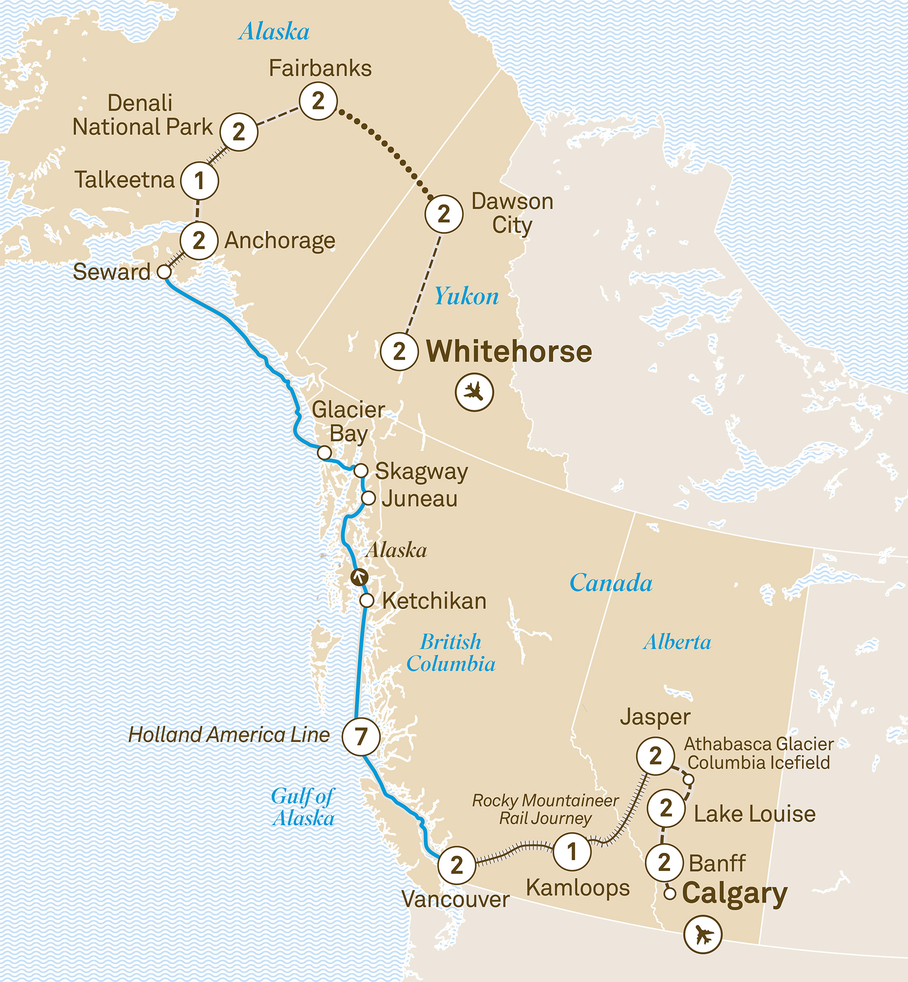 Alaska Yukon Rockies Panorama Scenic Australia Tour Map