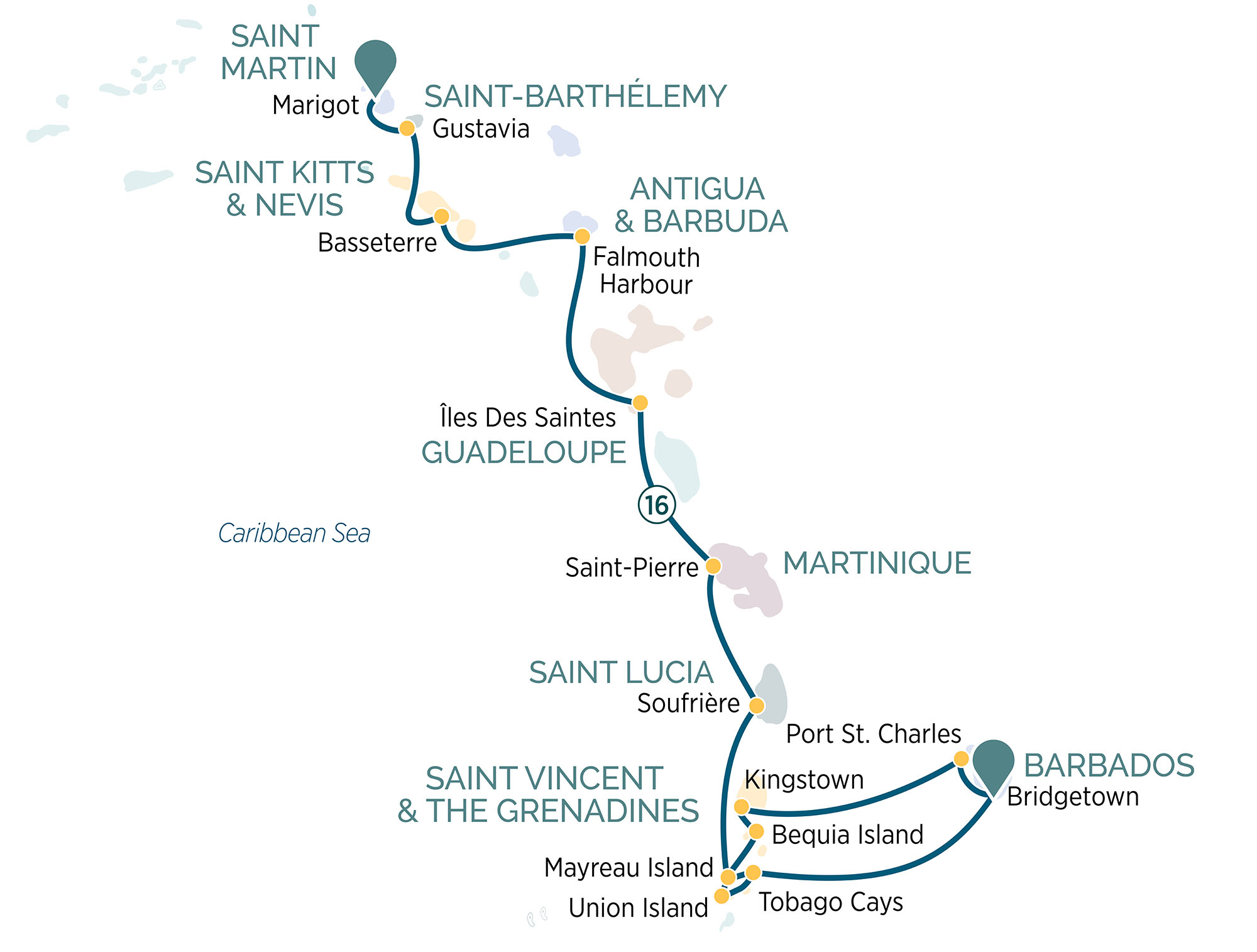 Discover the Best of the Caribbean Itinerary Map