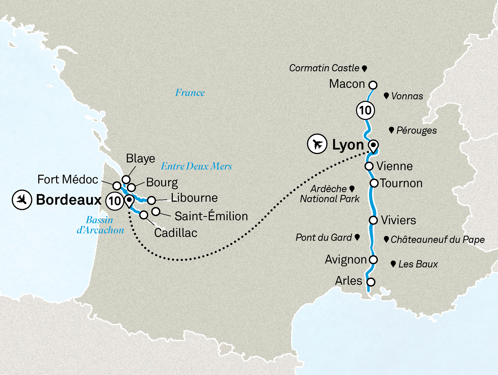 Iconic France Itinerary Map