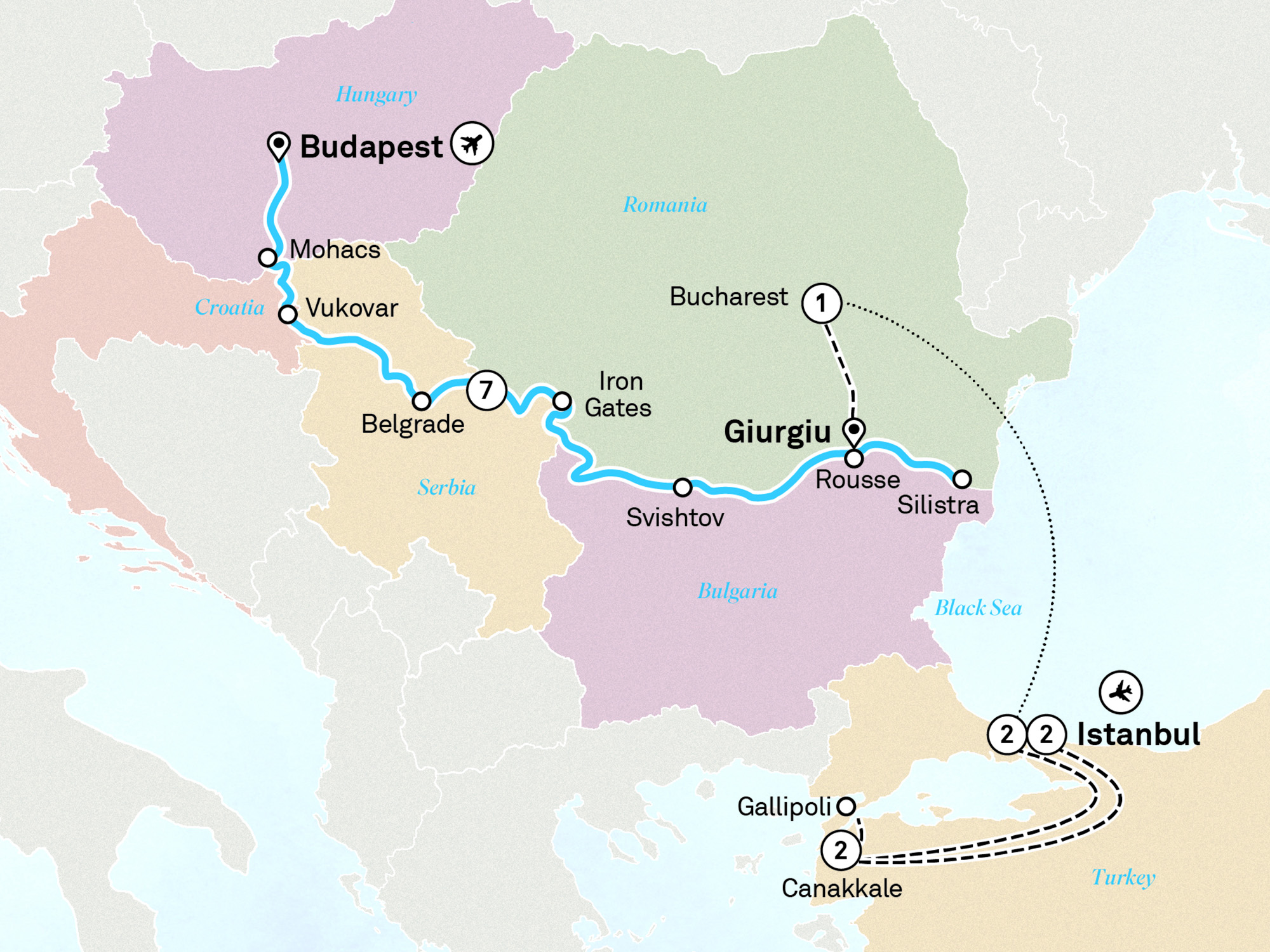 Eastern Europe & Balkans Unveiled with Turkey Itinerary Map