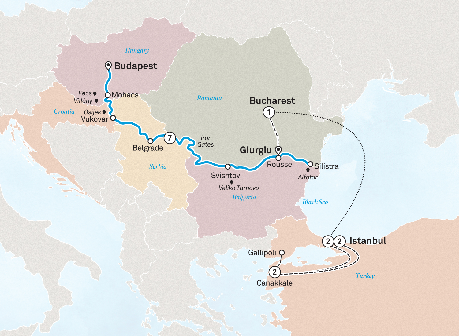Eastern Europe & Balkans Unveiled with Turkey Itinerary Map