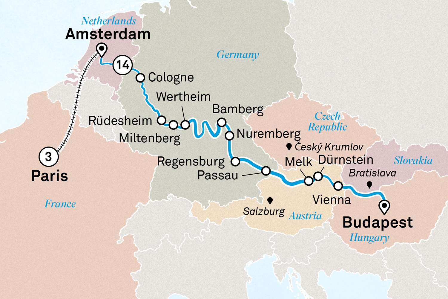 Christmas & New Year with Paris Itinerary Map