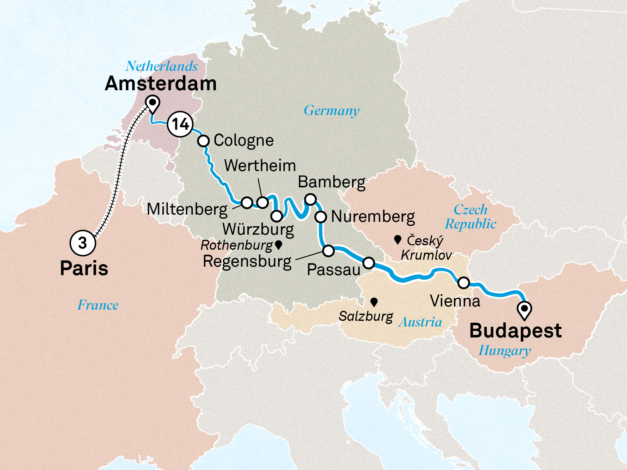 Christmas & New Year with Paris Itinerary Map