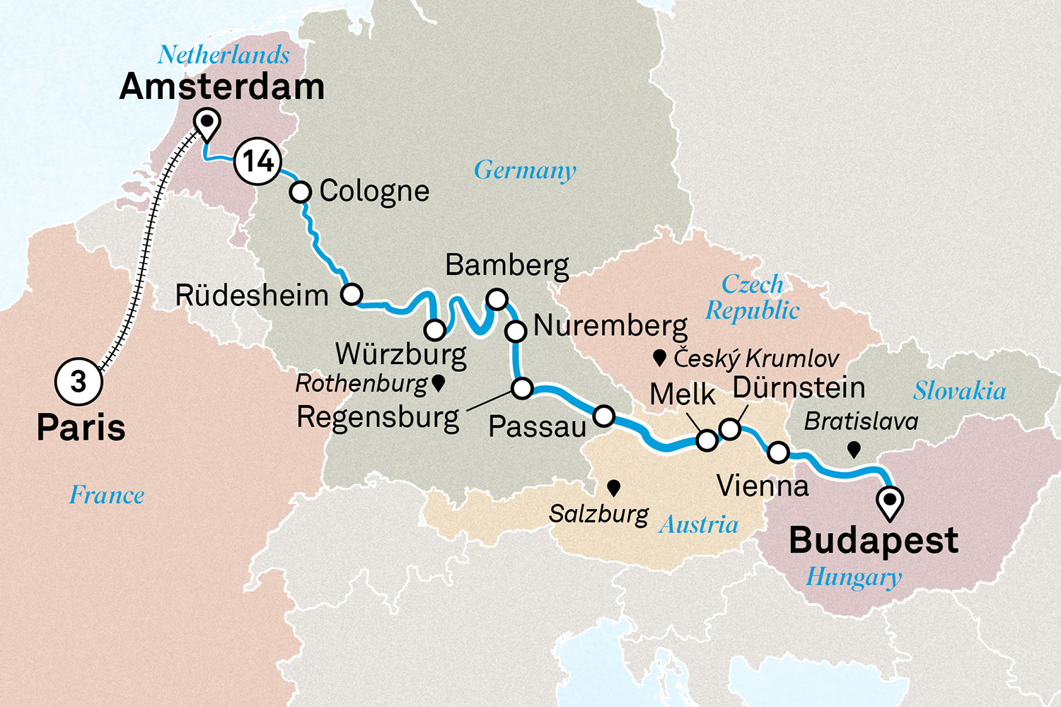 Christmas & New Year with Paris Itinerary Map