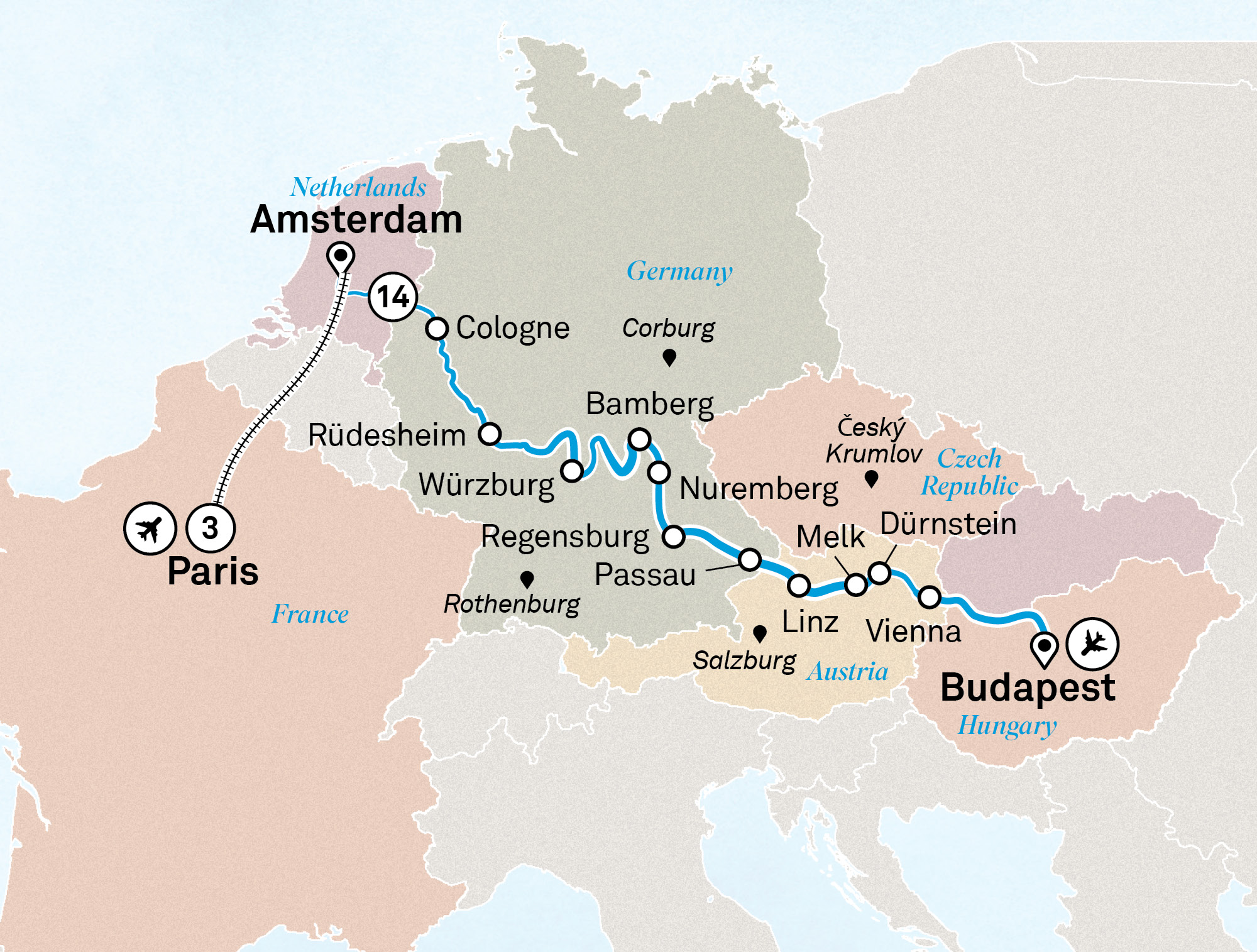 Christmas & New Year with Paris Itinerary Map