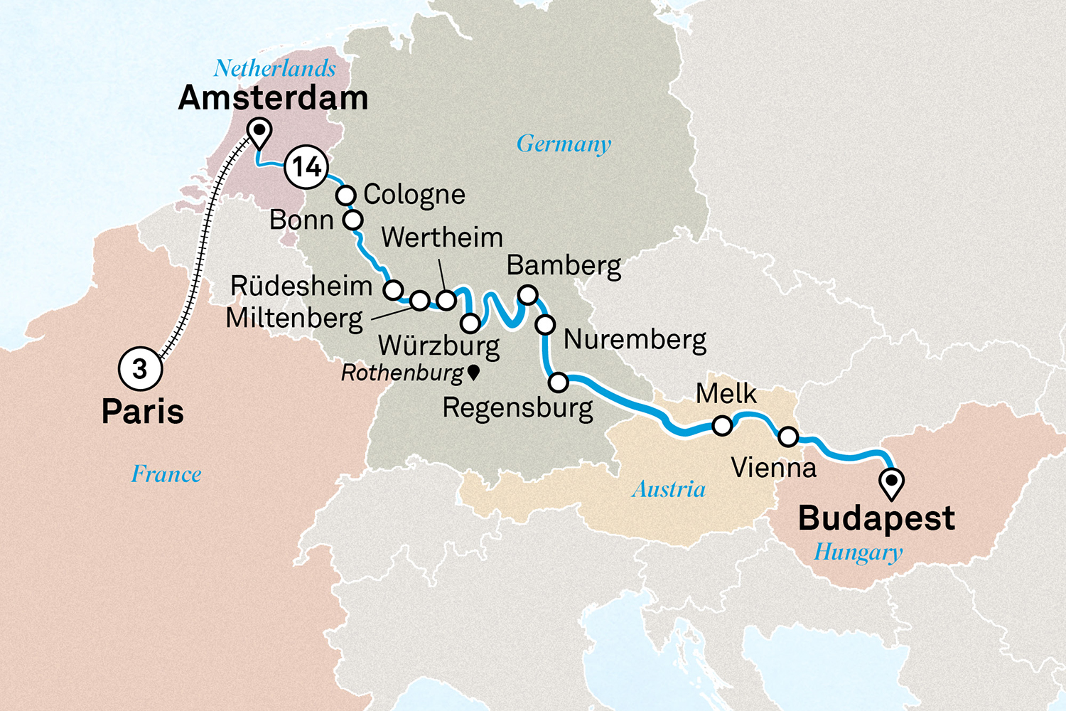 Christmas & New Year with Paris Itinerary Map