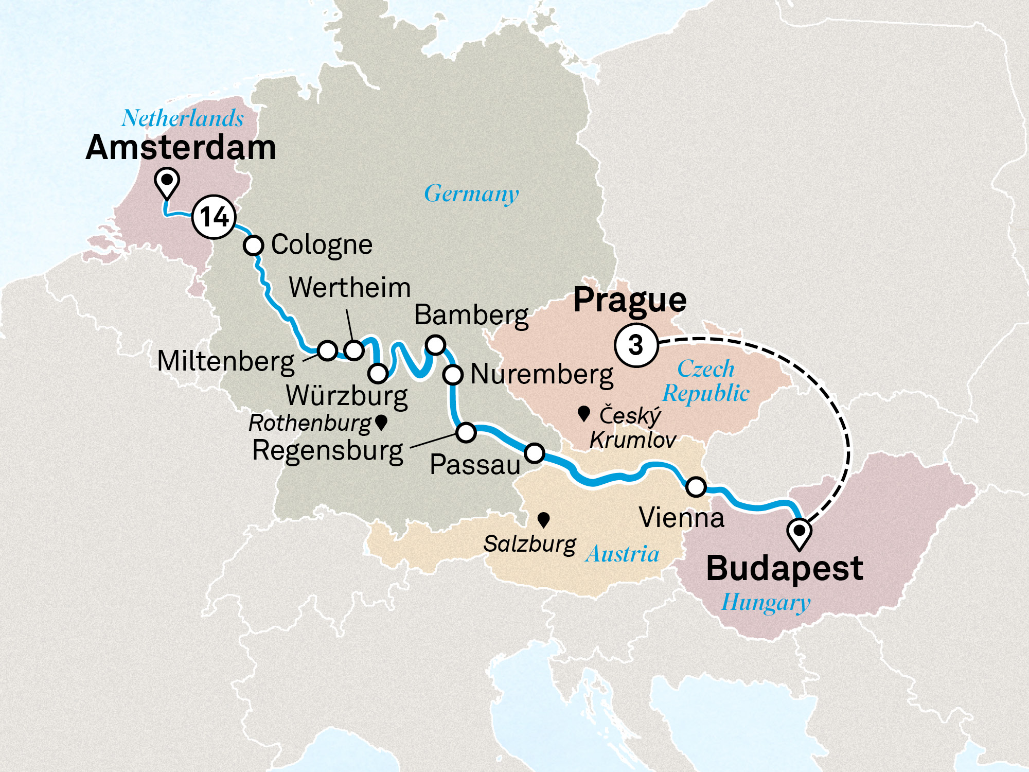 Christmas & New Year with Prague Itinerary Map
