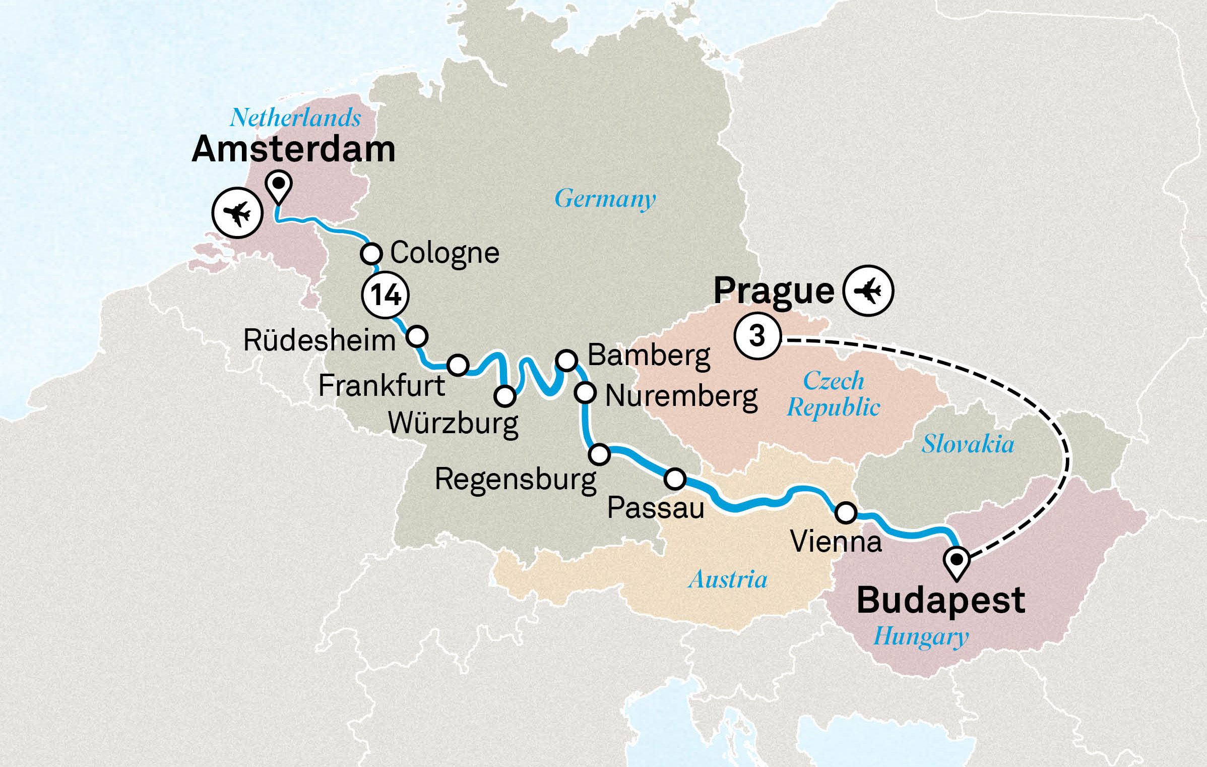 Christmas & New Year with Prague Itinerary Map