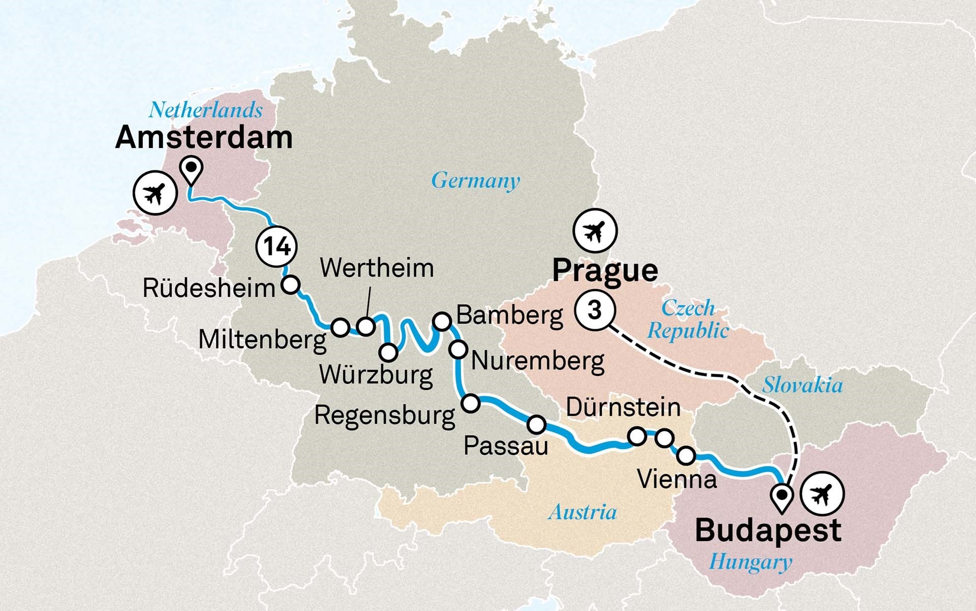 Christmas & New Year with Prague Itinerary Map