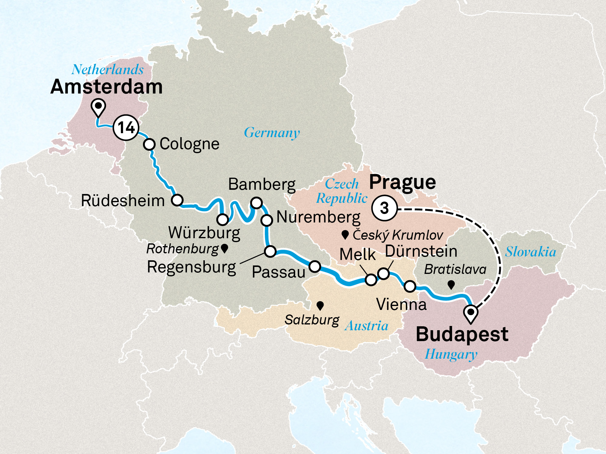 Christmas & New Year with Prague Itinerary Map