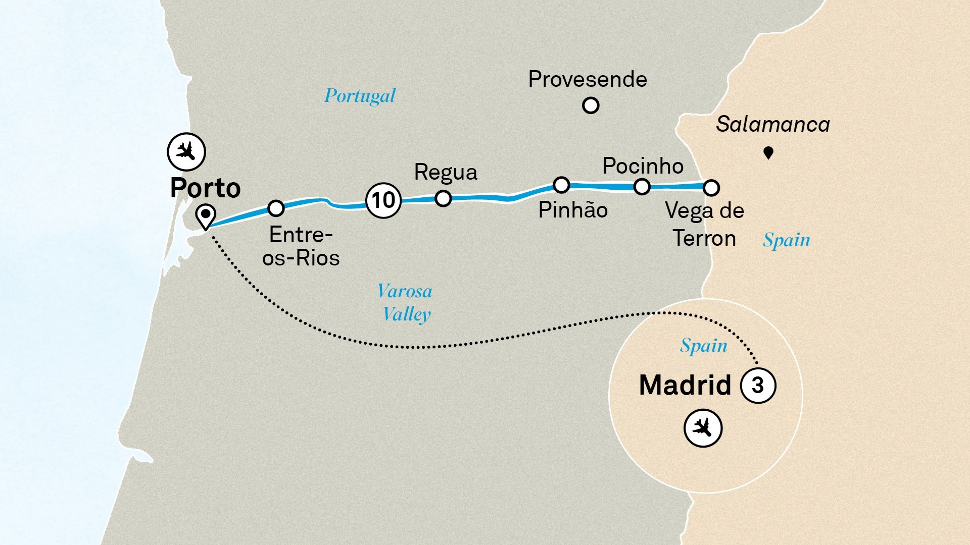 Unforgettable Douro with Madrid Itinerary Map