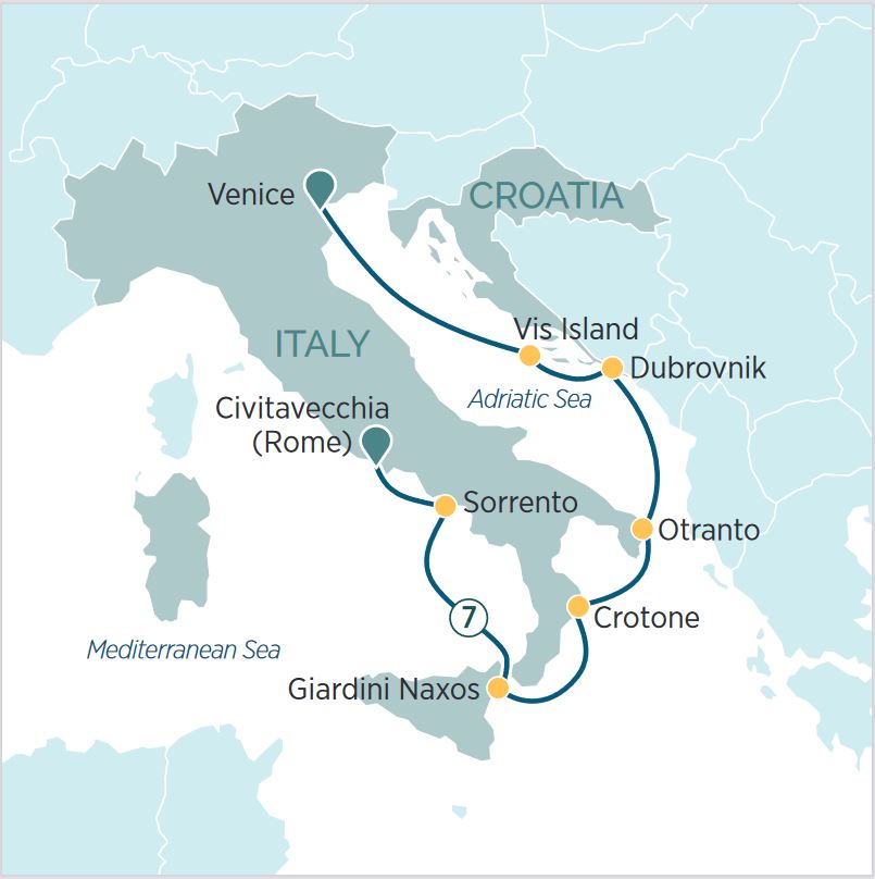 Coastal Gems of Italy & Croatia Itinerary Map