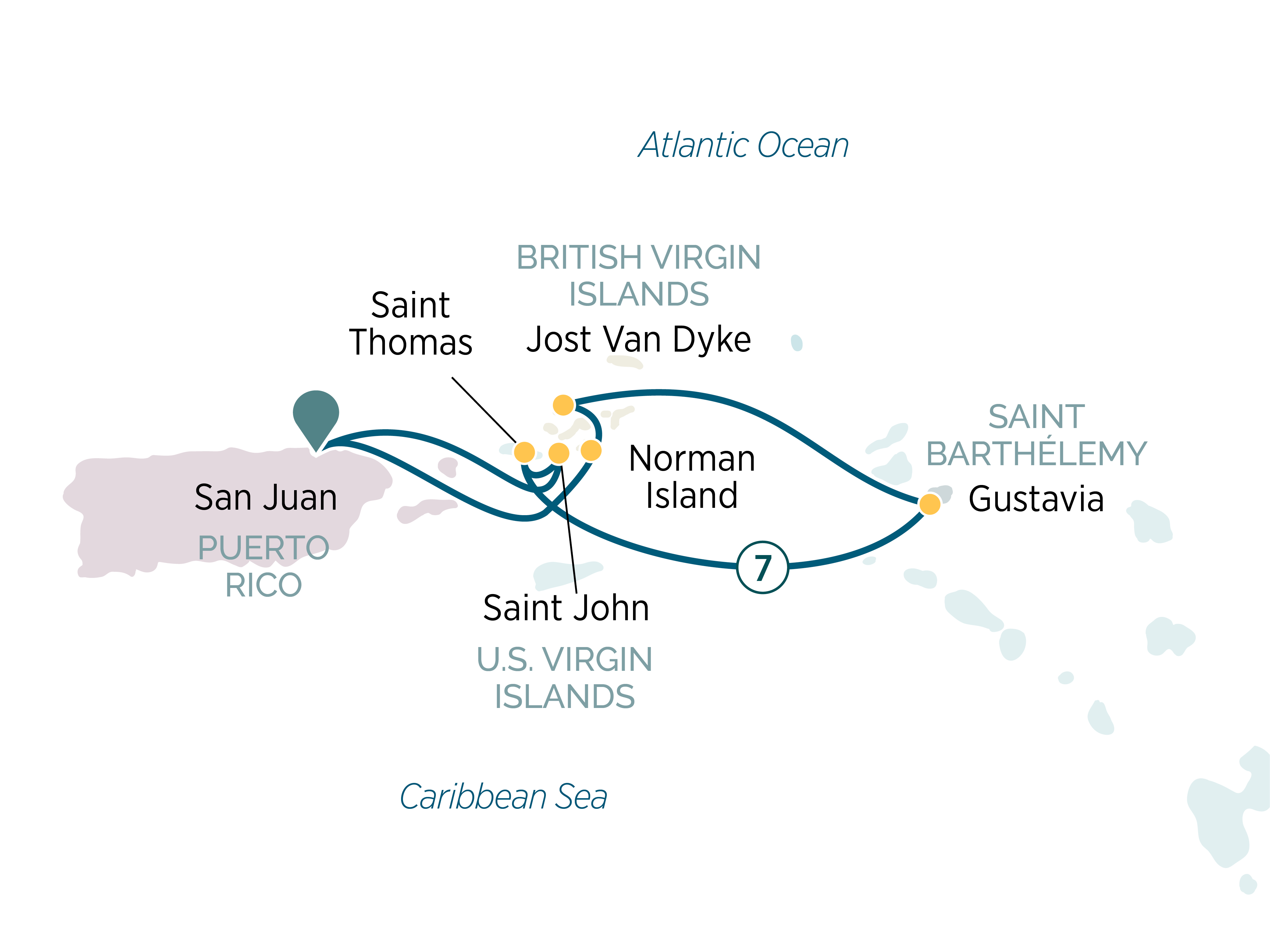 West Indies Island Hopping Itinerary Map