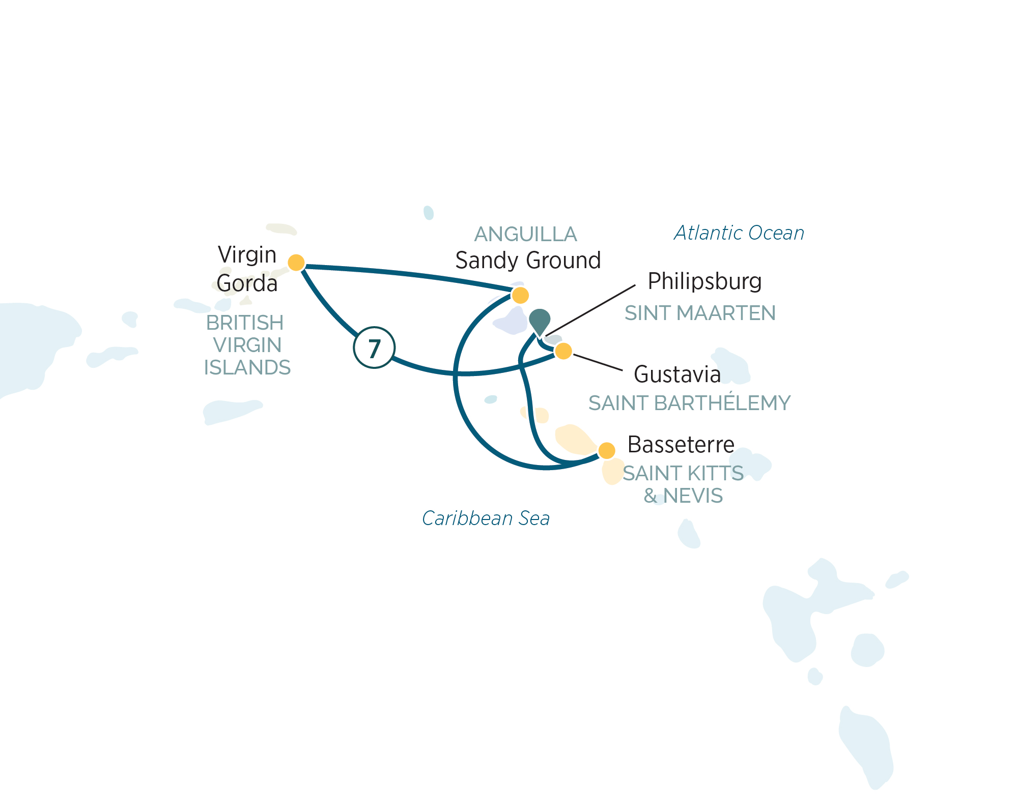 Cruising the Leeward Islands Itinerary Map
