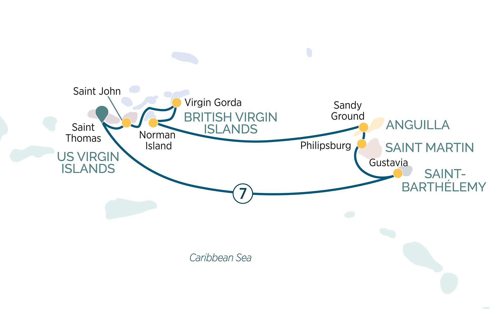 Vibes of the Virgin Islands Itinerary Map