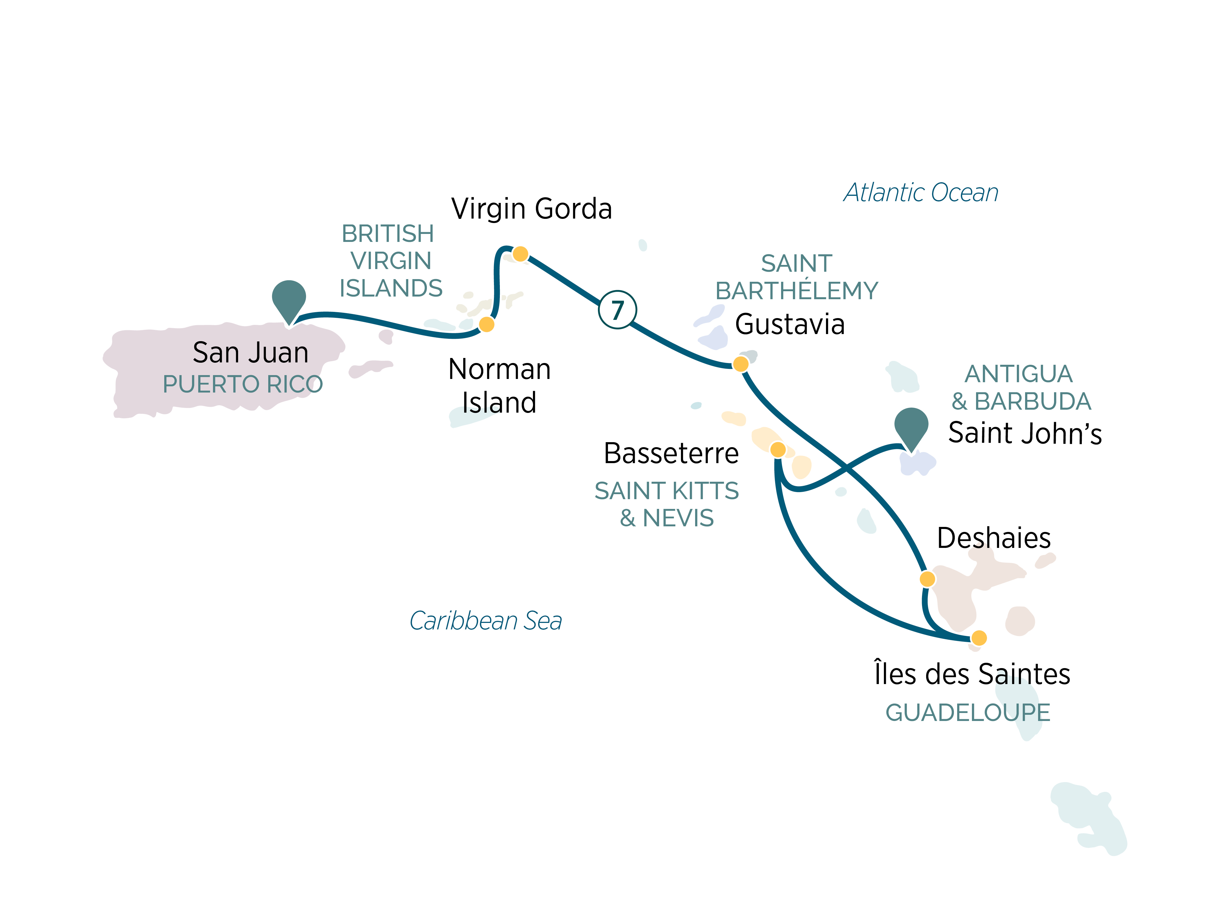 Caribbean Yachting Discovery Itinerary Map