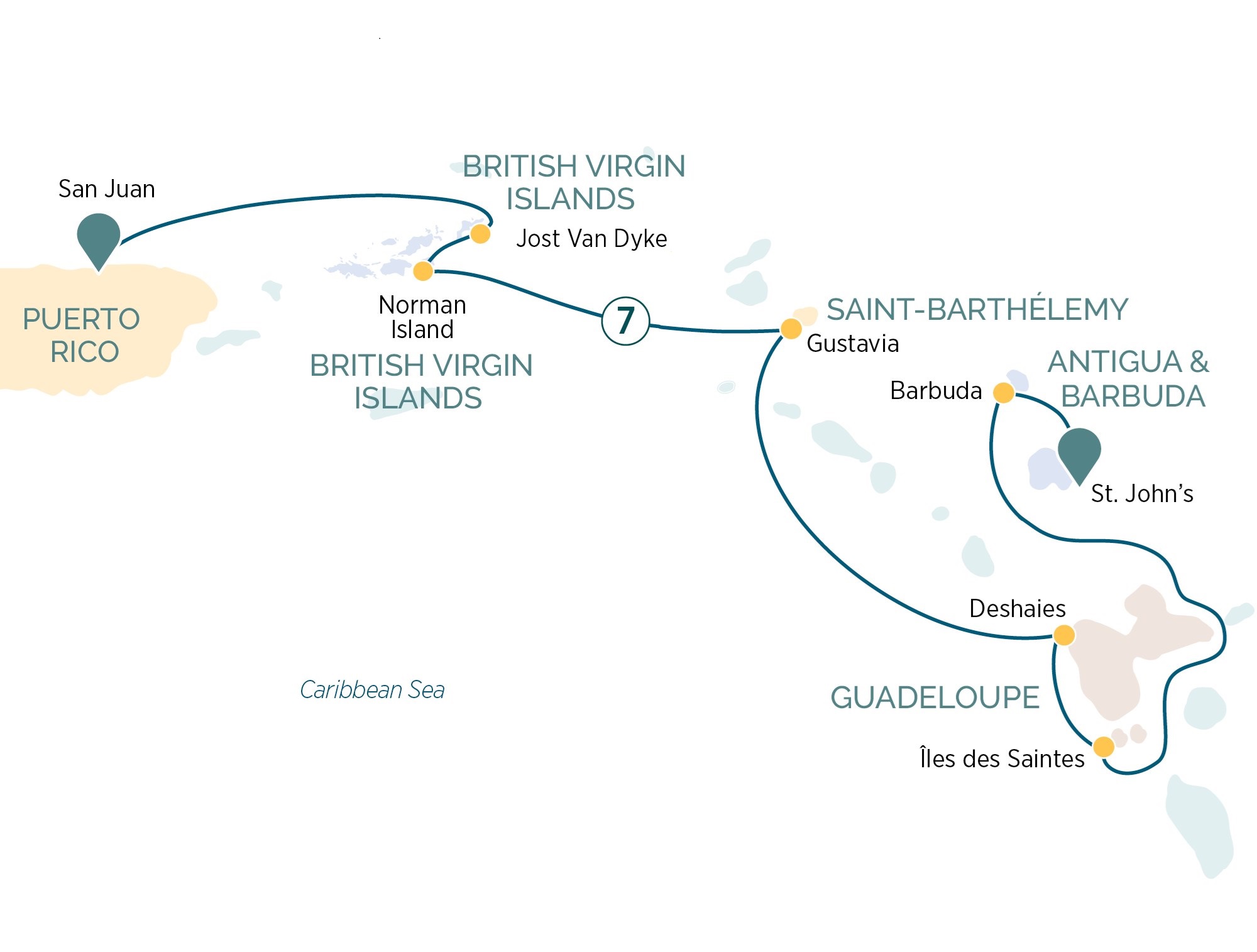 Caribbean Yachting Discovery Itinerary Map