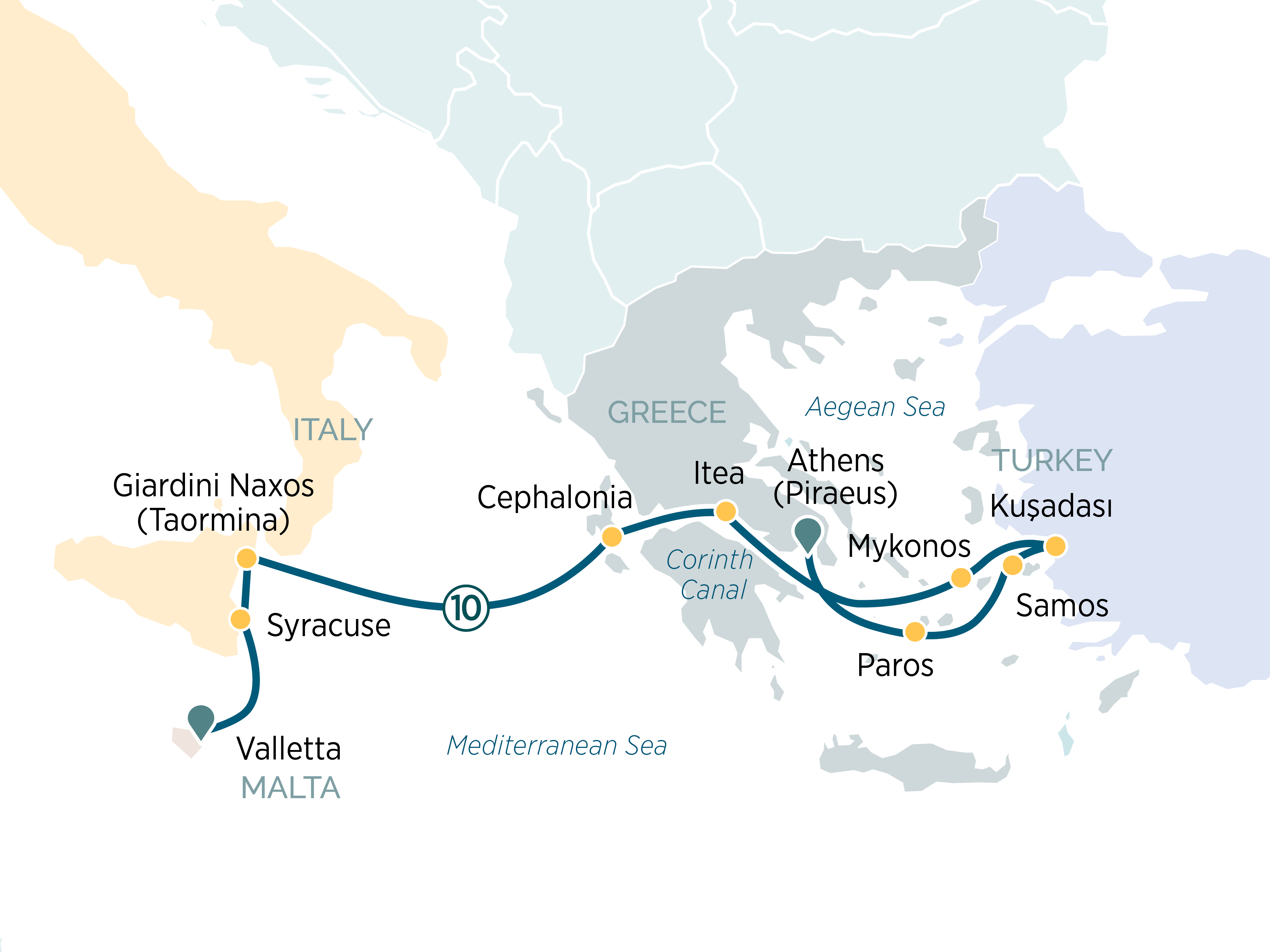Mediterranean crossroads Itinerary Map