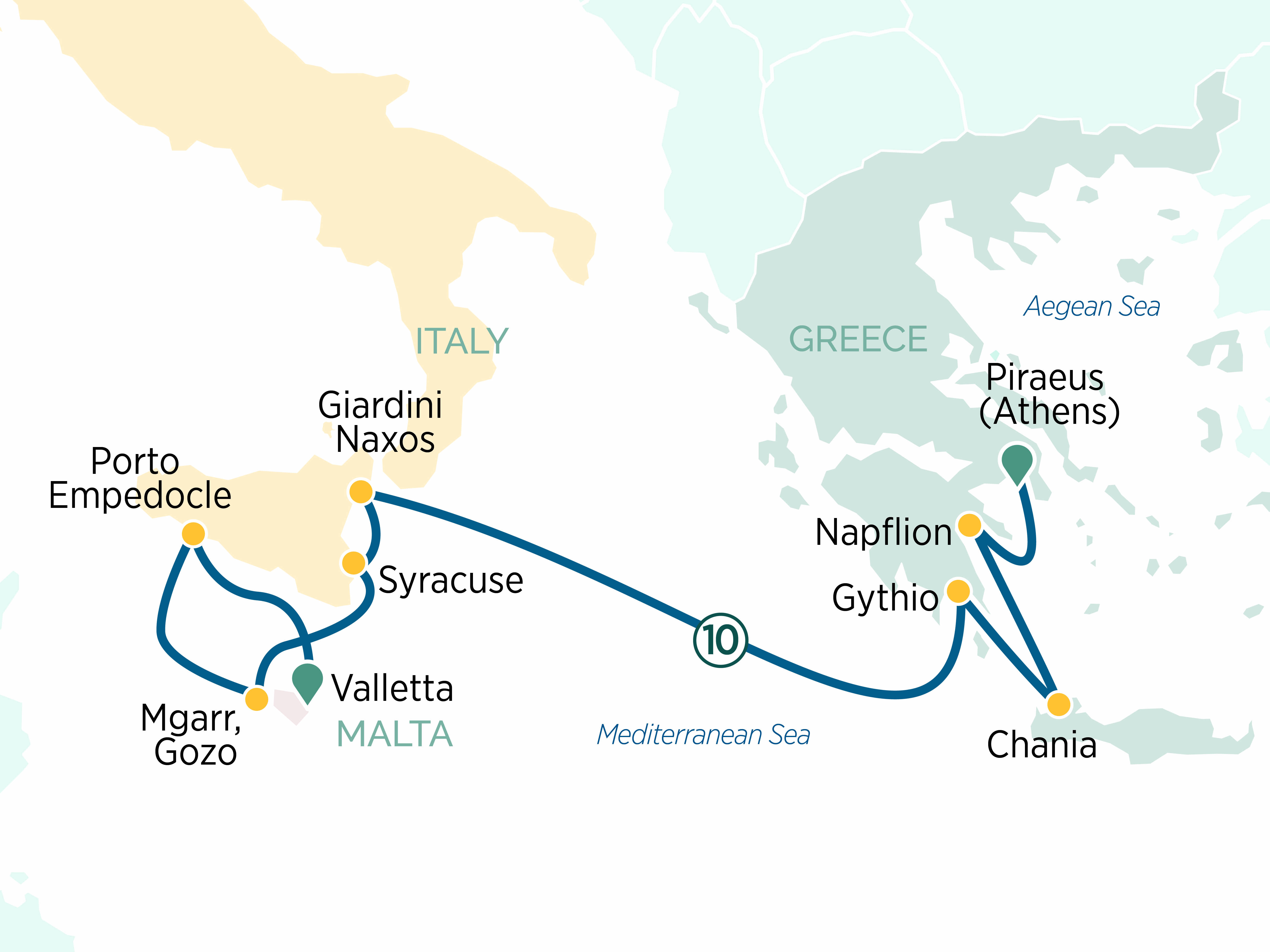 Mediterranean crossroads Itinerary Map