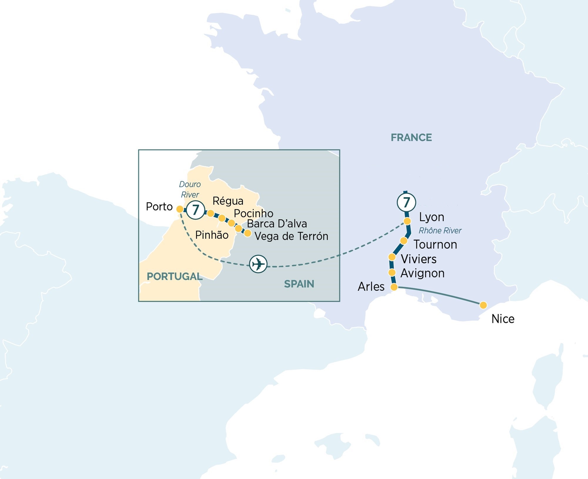 Discover the Rivers of France & Portugal Itinerary Map