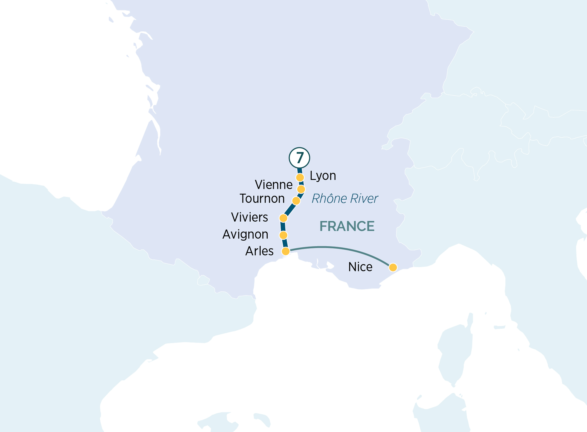 Autumn Sensations of Lyon & Provence Itinerary Map