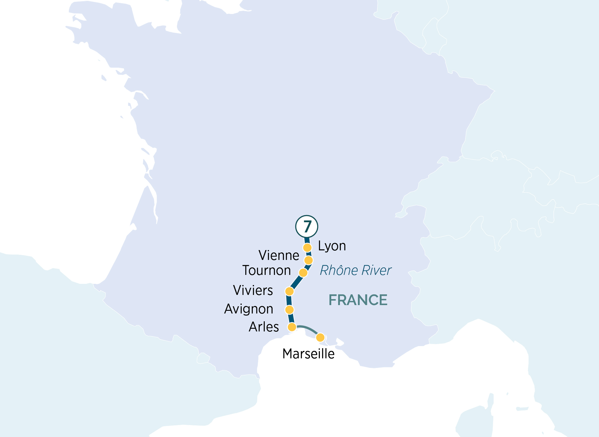 Autumn Sensations of Lyon & Provence Itinerary Map