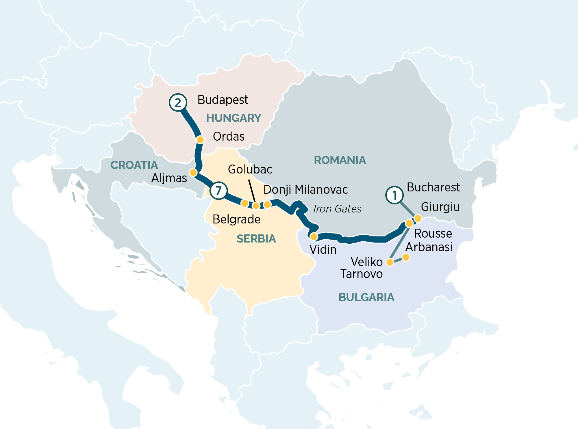 Enchantment of Eastern Europe with Budapest and Bucharest Itinerary Map