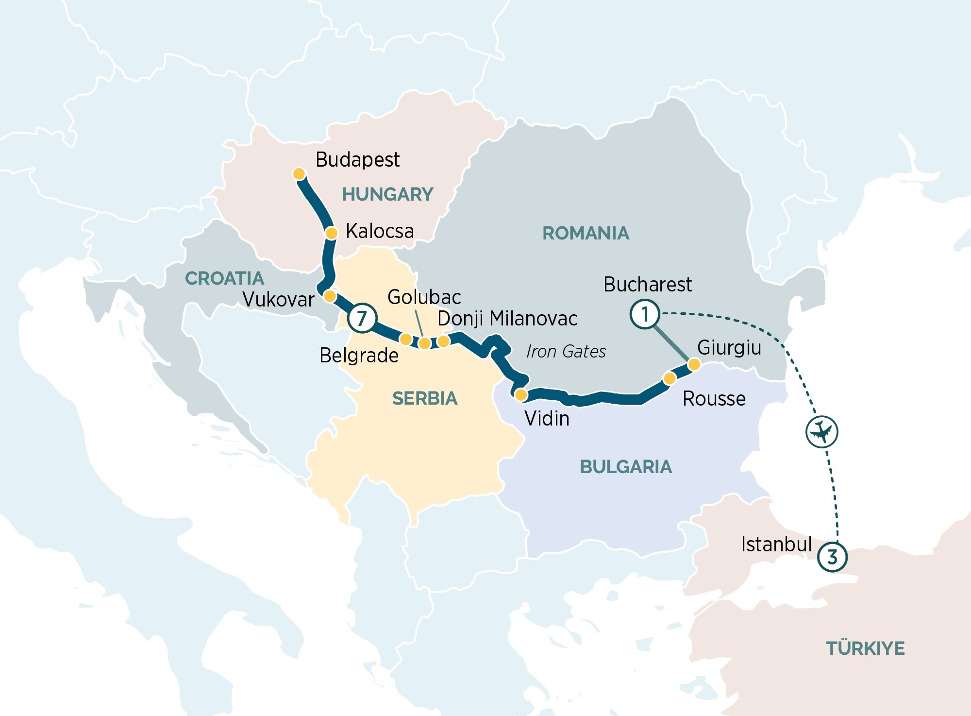 Enchantment of Eastern Europe & Istanbul Itinerary Map