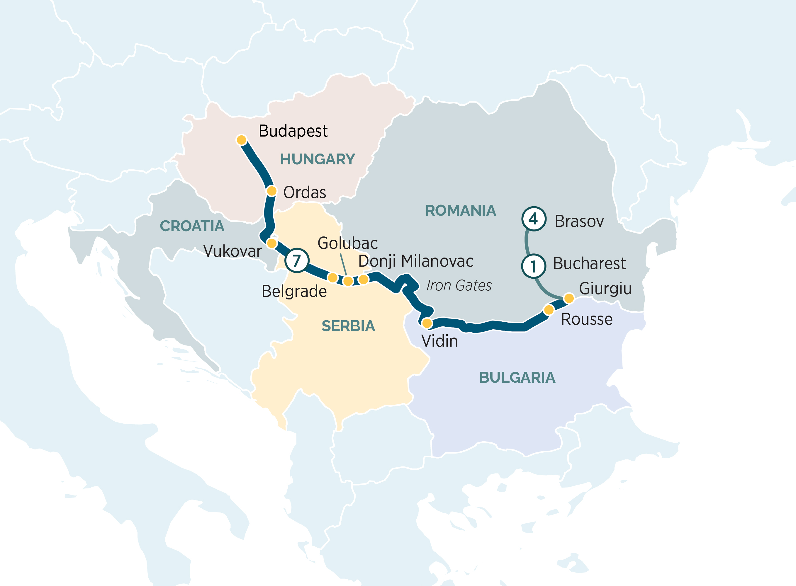 Enchantment of Eastern Europe & Transylvania Itinerary Map