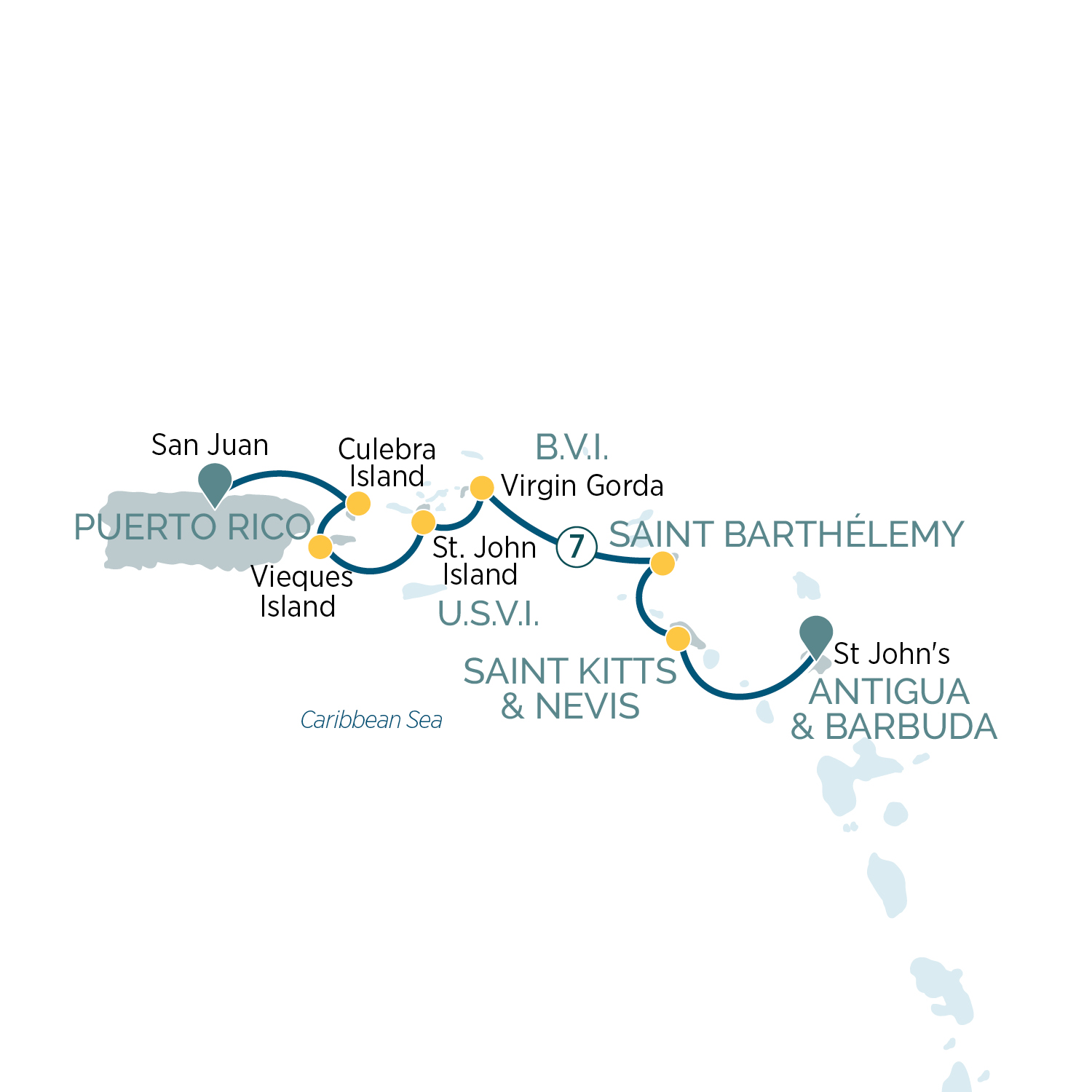 Hidden Charms of the Caribbean Itinerary Map