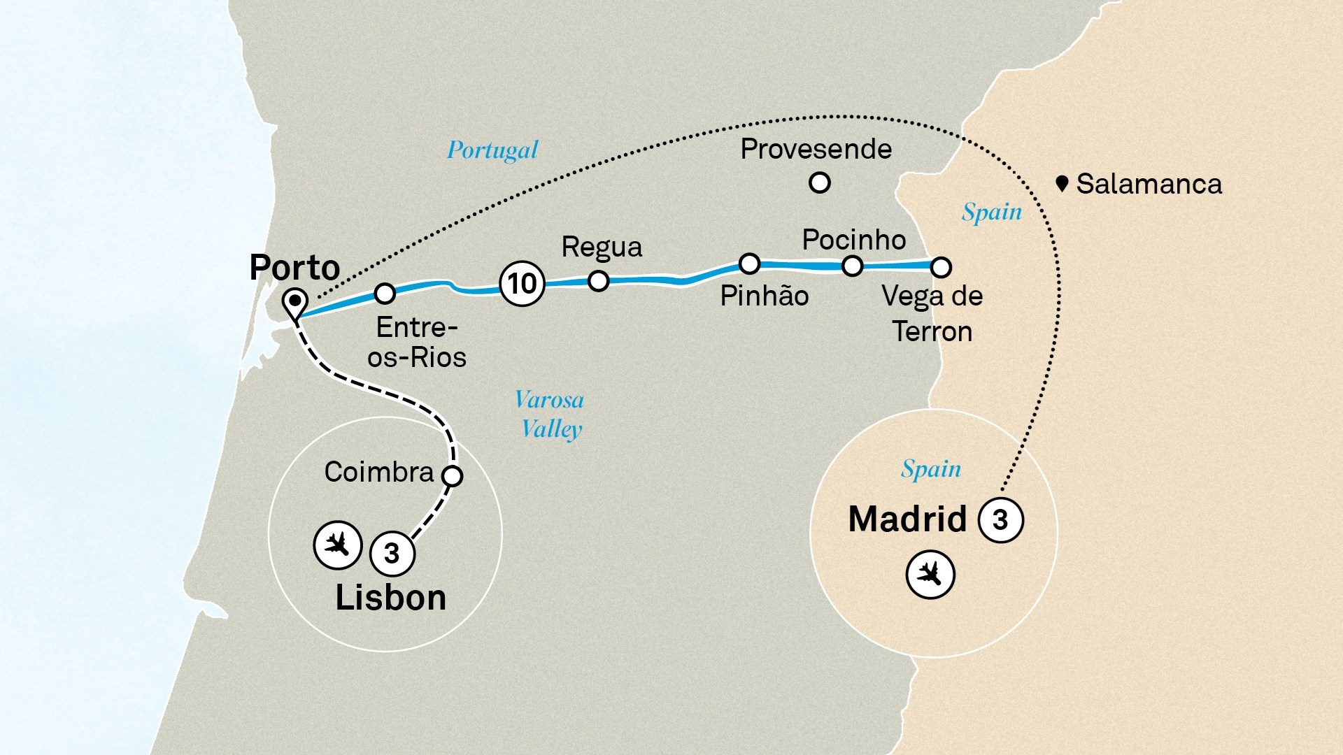Unforgettable Douro with Lisbon & Madrid Itinerary Map