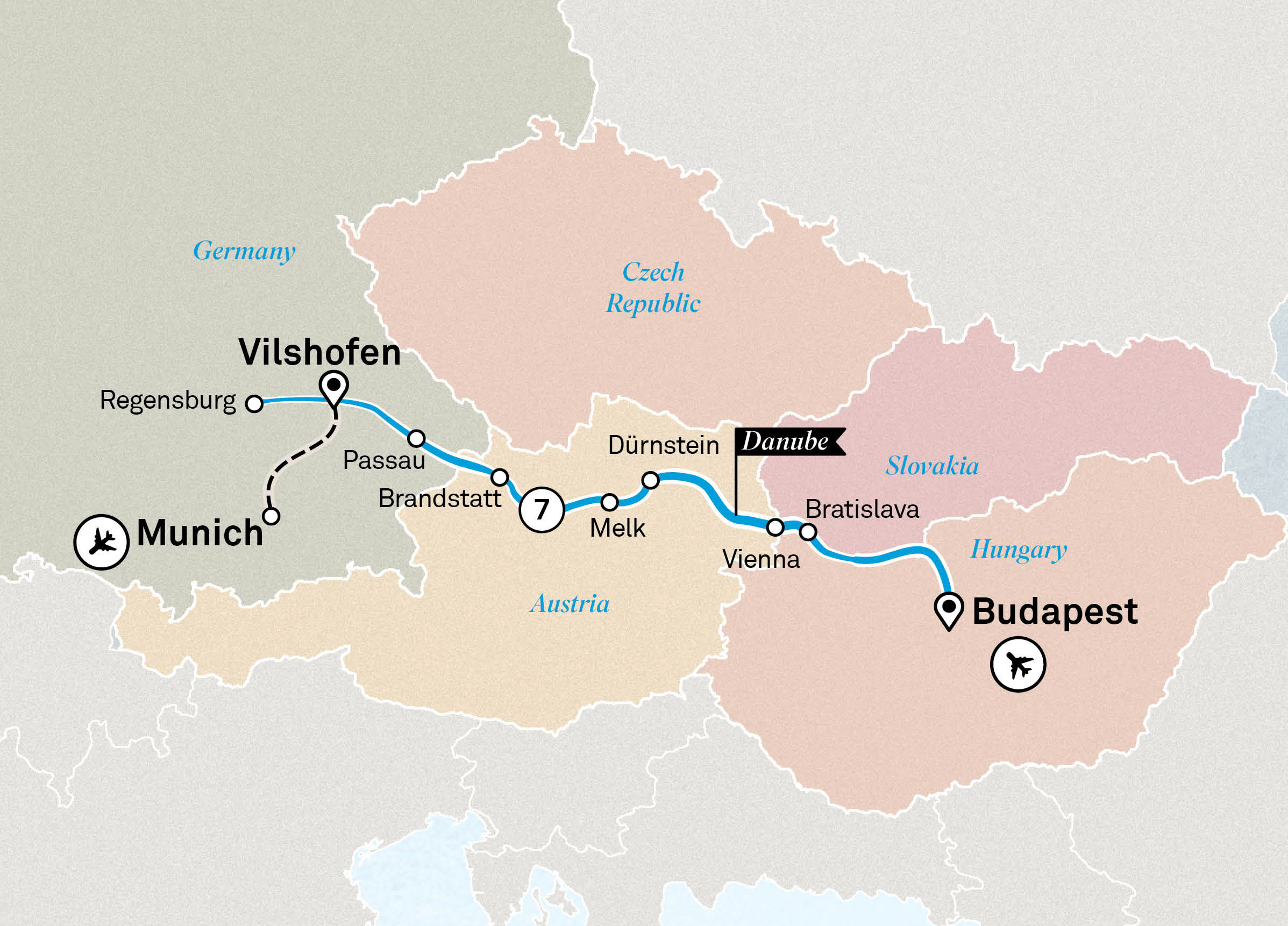 Gems of the Danube Itinerary Map