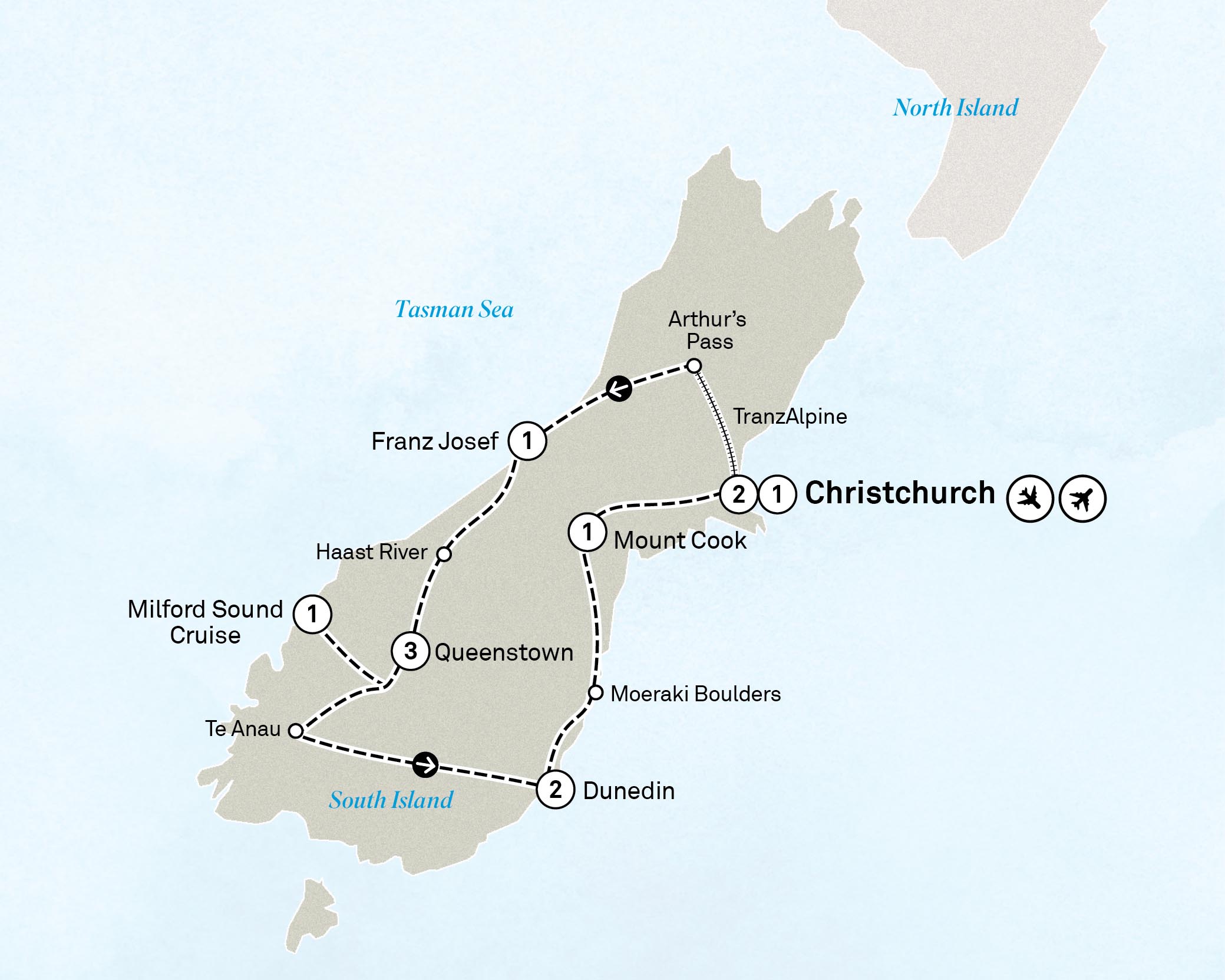 Southern Spectacular Itinerary Map