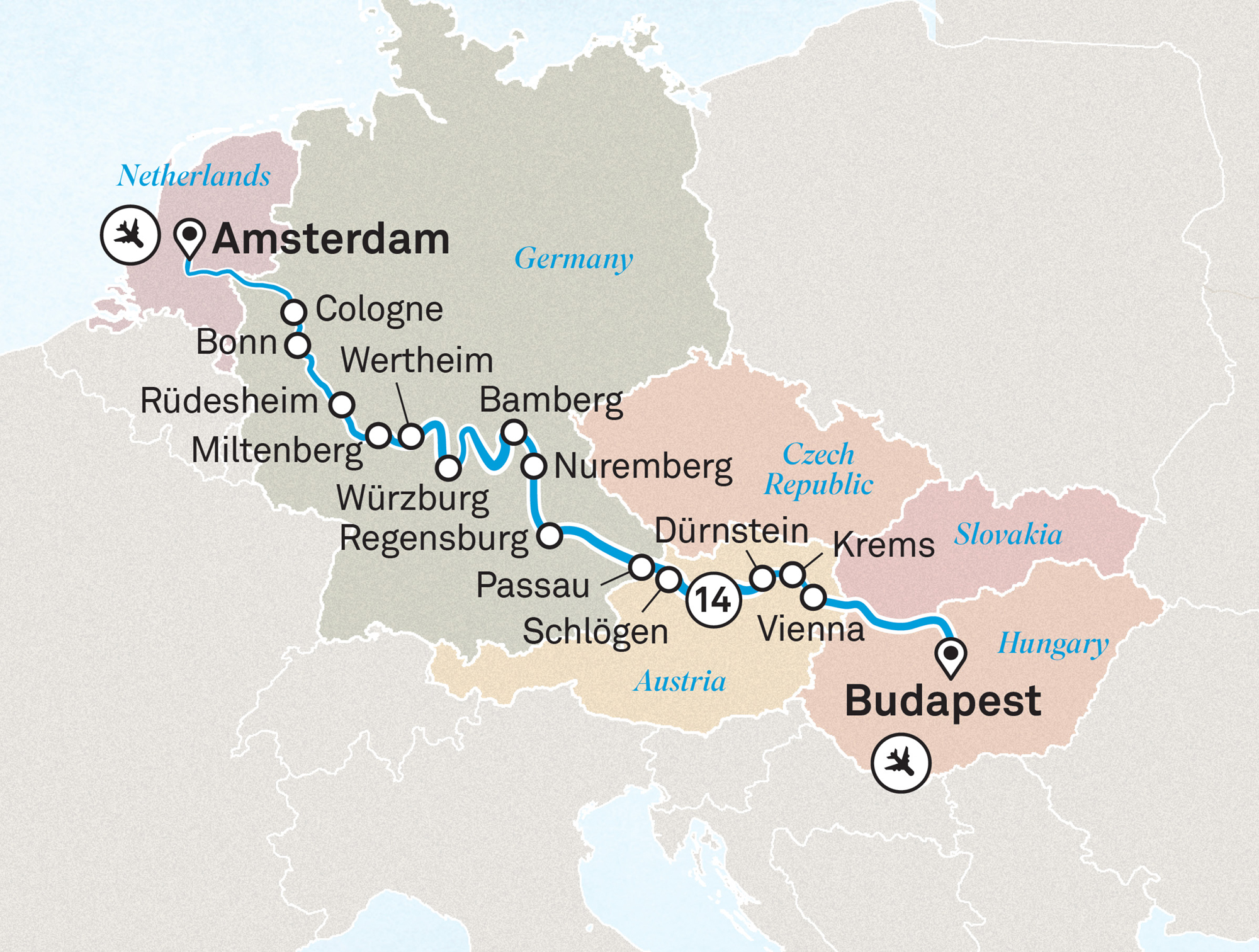 Jewels of Europe Itinerary Map